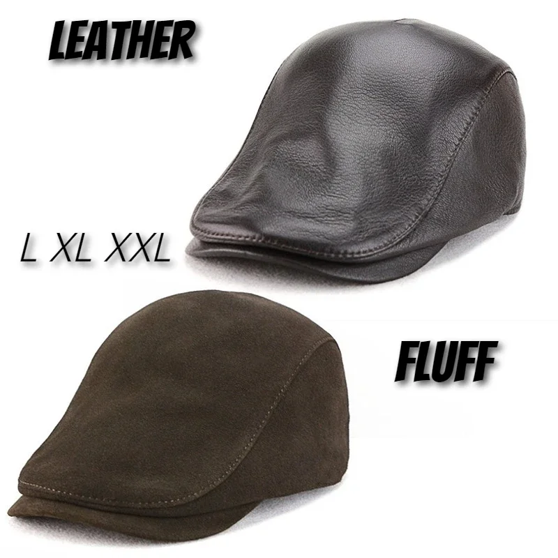 

Autumn Winter High Quality Leather Flat Ivy Caps Women Berets Dad Warm Gatsby Hat Men Cabbie Cap Lady Fashionable Newsboy Hats
