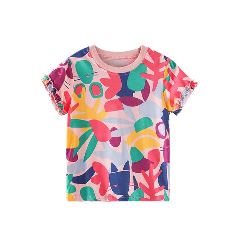 Jumping Meters-camisetas para bebés y niñas, ropa con apliques de animales, a rayas, para verano