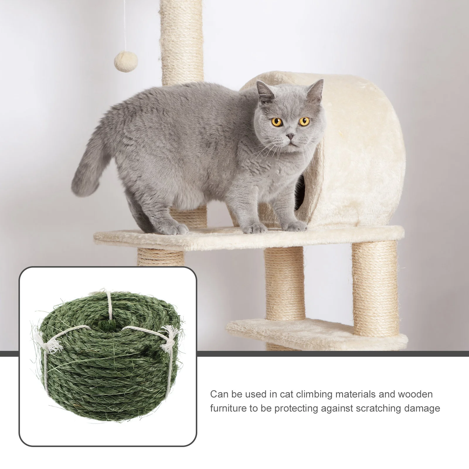 

1 Roll Cat Scratching Post Sisal Hemp Replaceable Sturdy Wear-Resistant Multi-Function Diy Scratching For Home Furniture