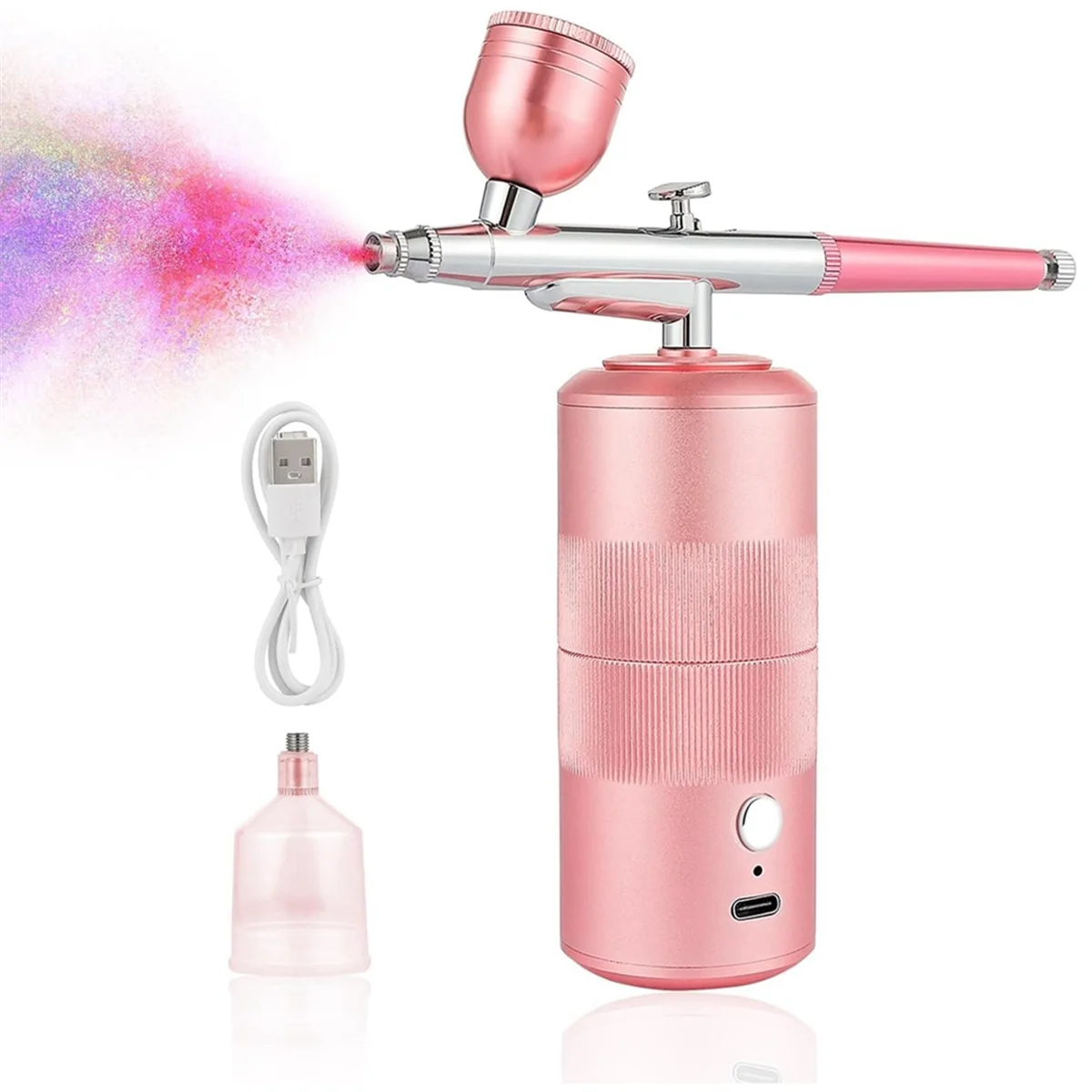 

ABBO-Airbrush Kit Machine, Rechargeable Handheld Airbrush, Professional Cordless Air Brush for Nail Art, Makeup, (Pink)