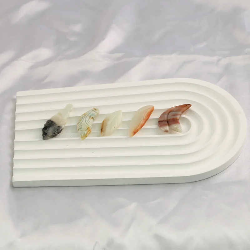 B&F 5pcs Amazonite Leaf Earring Beads, Jewerly Set Handmade Natural stones beads, Polished Stones for jewelry Making Supplies