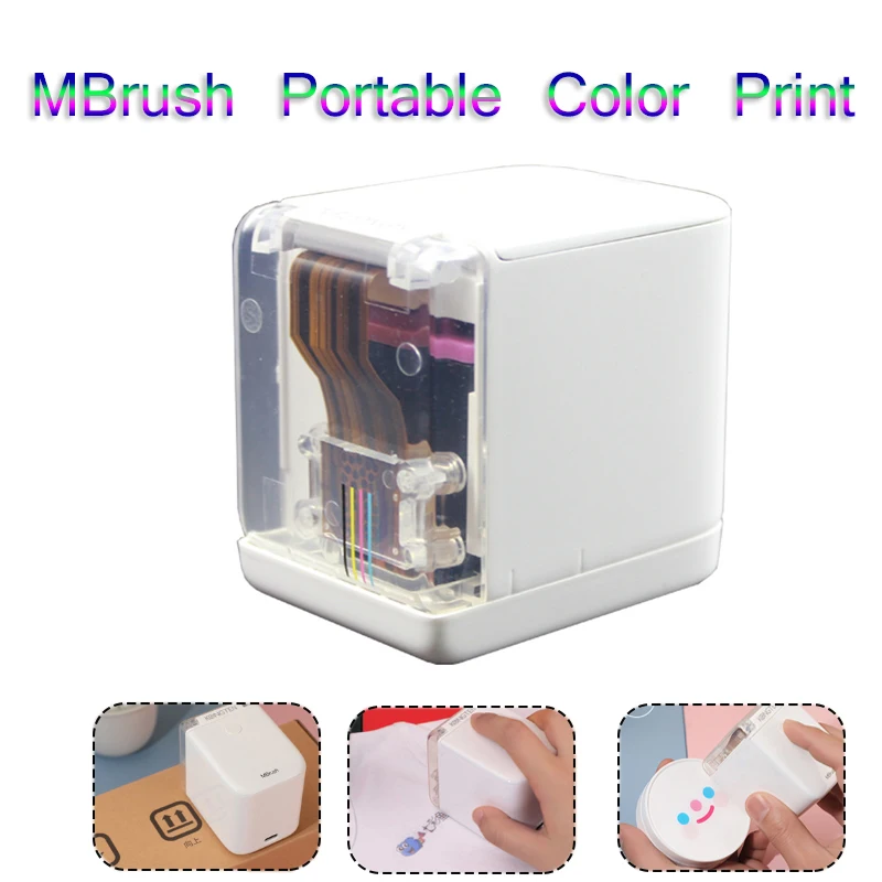 Mini Handheld Mbrush Printer Mobile Portable Color Tattoo Logo Ink-jet Food DIY Edible Latter Printer Wireless USB IOS Android