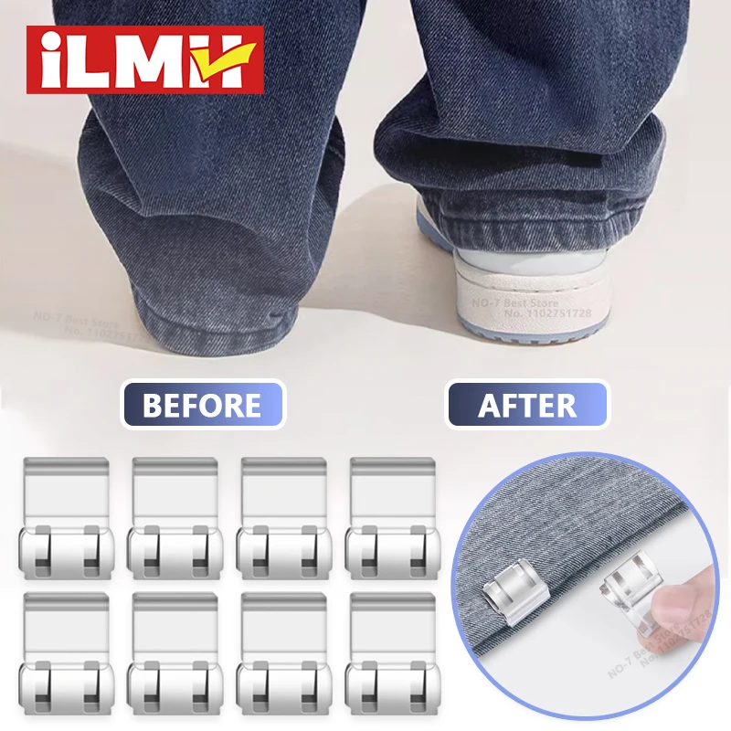 Clip Invisible para acortamiento de piernas, Clip antideslizante para borde de pantalones, Clip para dobladillo de fijación rápida, ajustador de pantalones ocultos, accesorios de costura, 4 ~ 10 Uds.
