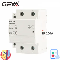 GEYA GYHC 2Pole 100A AC 220V 230V 50/60Hz Din Rail Household AC Modular Contactor Switch Controller Home Hotel Use