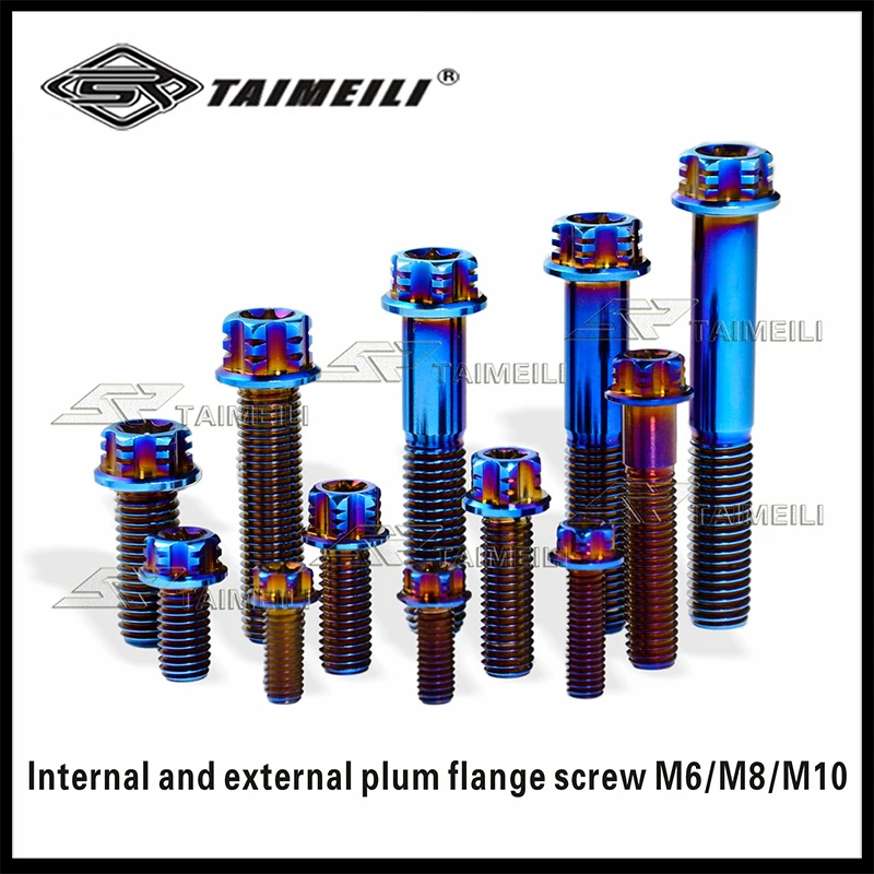 TAIMEILI śruba tytanowa, śruba kołnierzowa z łbem Torx M6M8M10x15/2025/3035/40/55/60/70mm gwint skok 1.25/1,5 hamulce motocyklowe