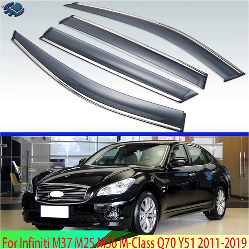 

For Infiniti M37 M25 M56 M-Class Q70 Y51 2011-2019 Plastic Exterior Visor Vent Shades Window Sun Rain Guard Deflector 4pcs