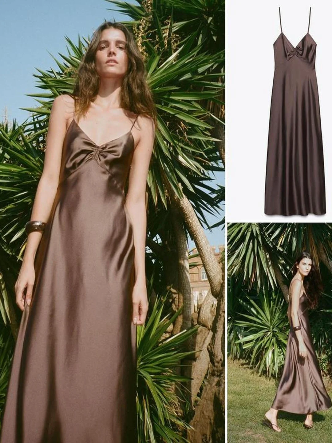 Ele Silk Satin Midi Dr مع أشرطة قابلة للتعديل و25 تفاصيل مطوية Ciwalk مناسبة على شكل حرف A صورة ظلية V-Ne Zipper...