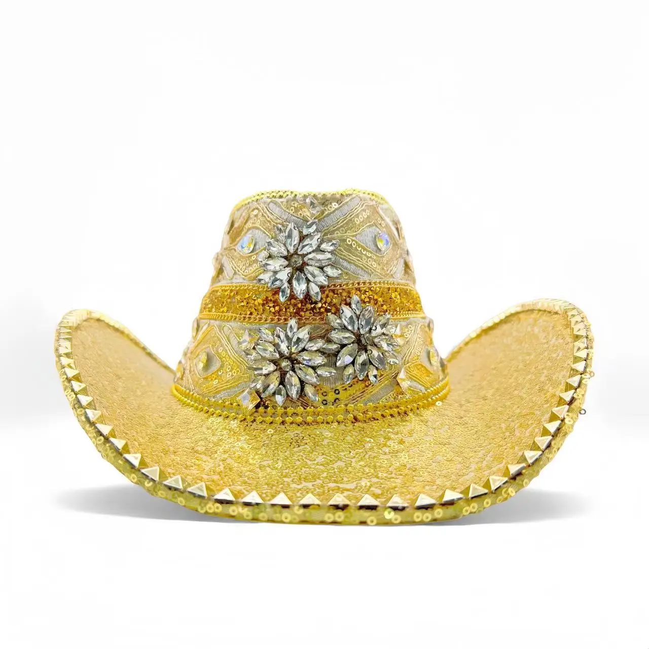 Hongluan glitter traje chapéu adulto & cowboy chapéus strass para mulher, cowboy cosplay acessórios femininos & cowgirl boné