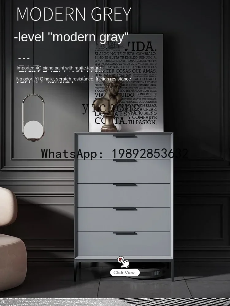 

X1 Paint Five Chest of Six Drawers Light Luxury Solid Wood Storage Complete Bedroom Tailstock Drawer
