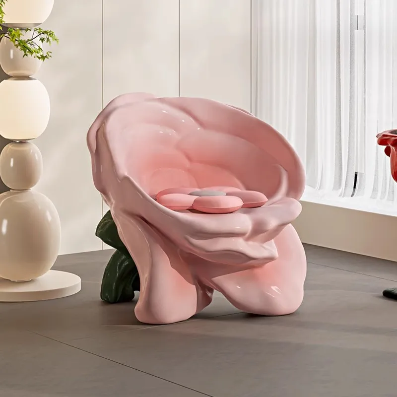 YJQ Rose Single Leisure Chair with Backrest for Bedroom, Villa, Showroom, Fiberglass Furniture Chair