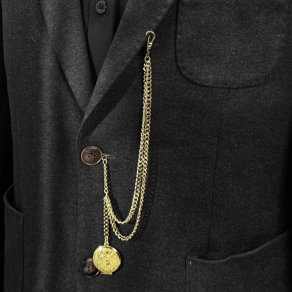 اليدوية الذهب اللون الرجال سترة سلسلة ألبرت ساعة الجيب سلسلة مع قلادة المنجد هدية عيد الأب2027 #6