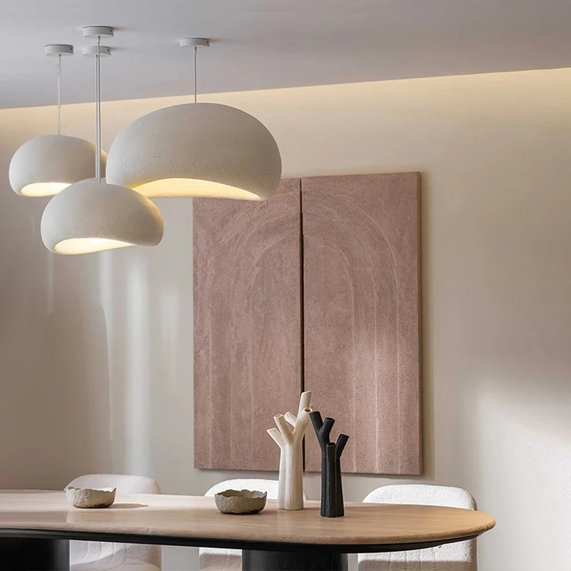 Nordycki minimalistyczny wabi Sabi wisiorek led światła kremowy żyrandol kawiarnia Bar Loft salon jadalnia sypialnia Home Decor lampy oprawy