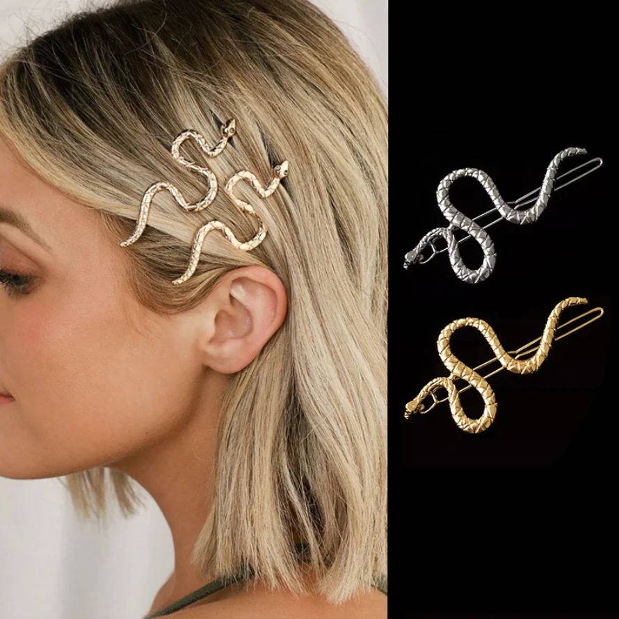 2PCS Metal Snake Hair Pin Women\'s Bangs Duckbill Clip Alloy Barrette Fashion Hair Clip Hairpin Hair Accessories For Women Gift