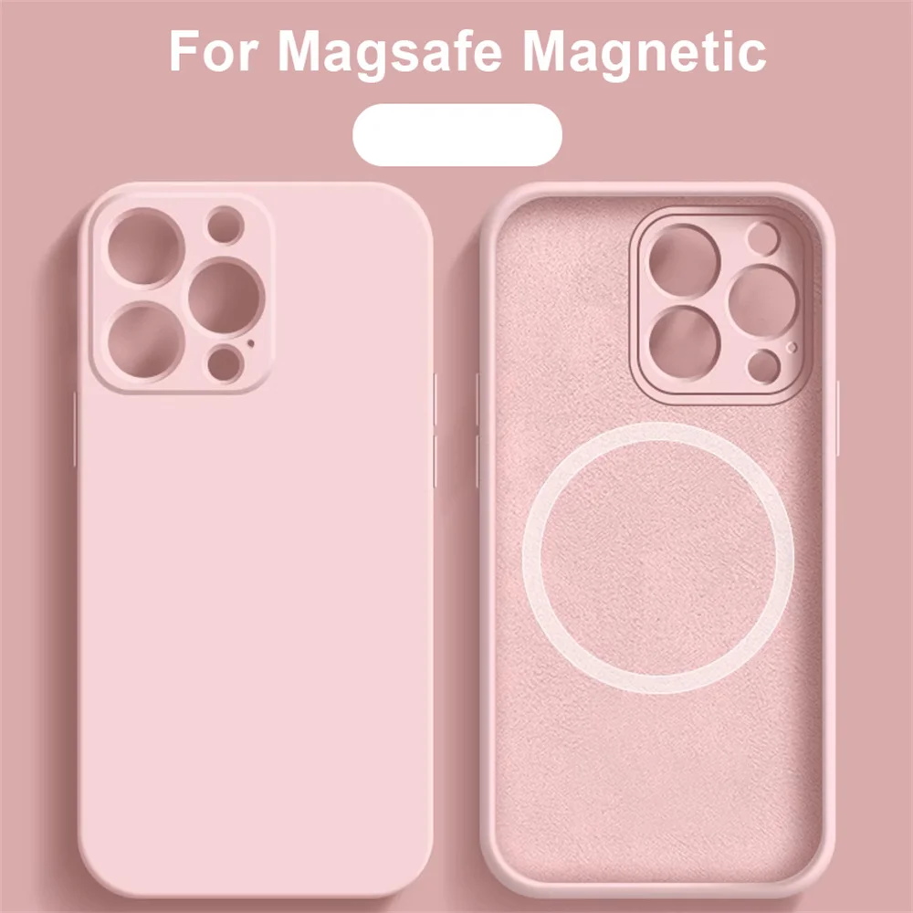 Original Flüssigsilikon für Magsafe Wireless Charge Magnetische Hülle für iPhone 16 15 14 Plus 13 12 11 Pro X XR XS 7 8 Soft Cover – Detail 1