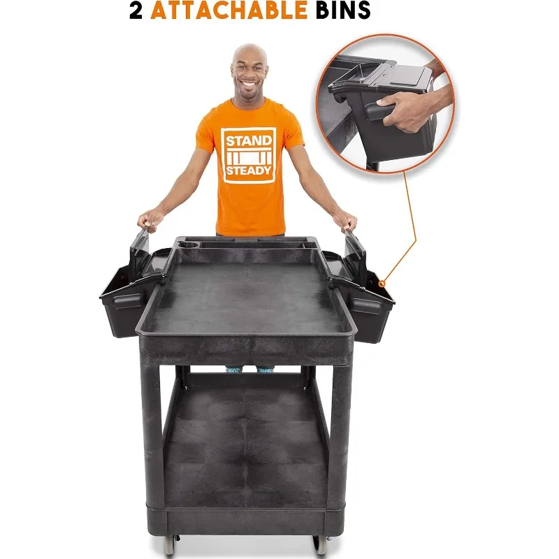 Tubstr-Chariot Utilitaire Extra Large, 2 Rêves, Bacs de Rangement Amovibles, Robuste, Supporte 500 Livres, 2 Étagères, Énorme Roulement, Original
