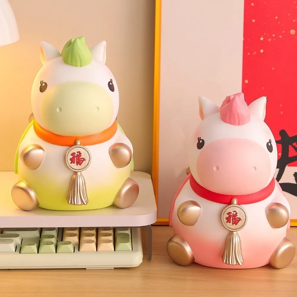 Tirelire Anti-chute de l'année du cheval, réservoir d'épargne décoratif, boîtes d'argent de cheval de dessin animé, grande capacité à collectionner