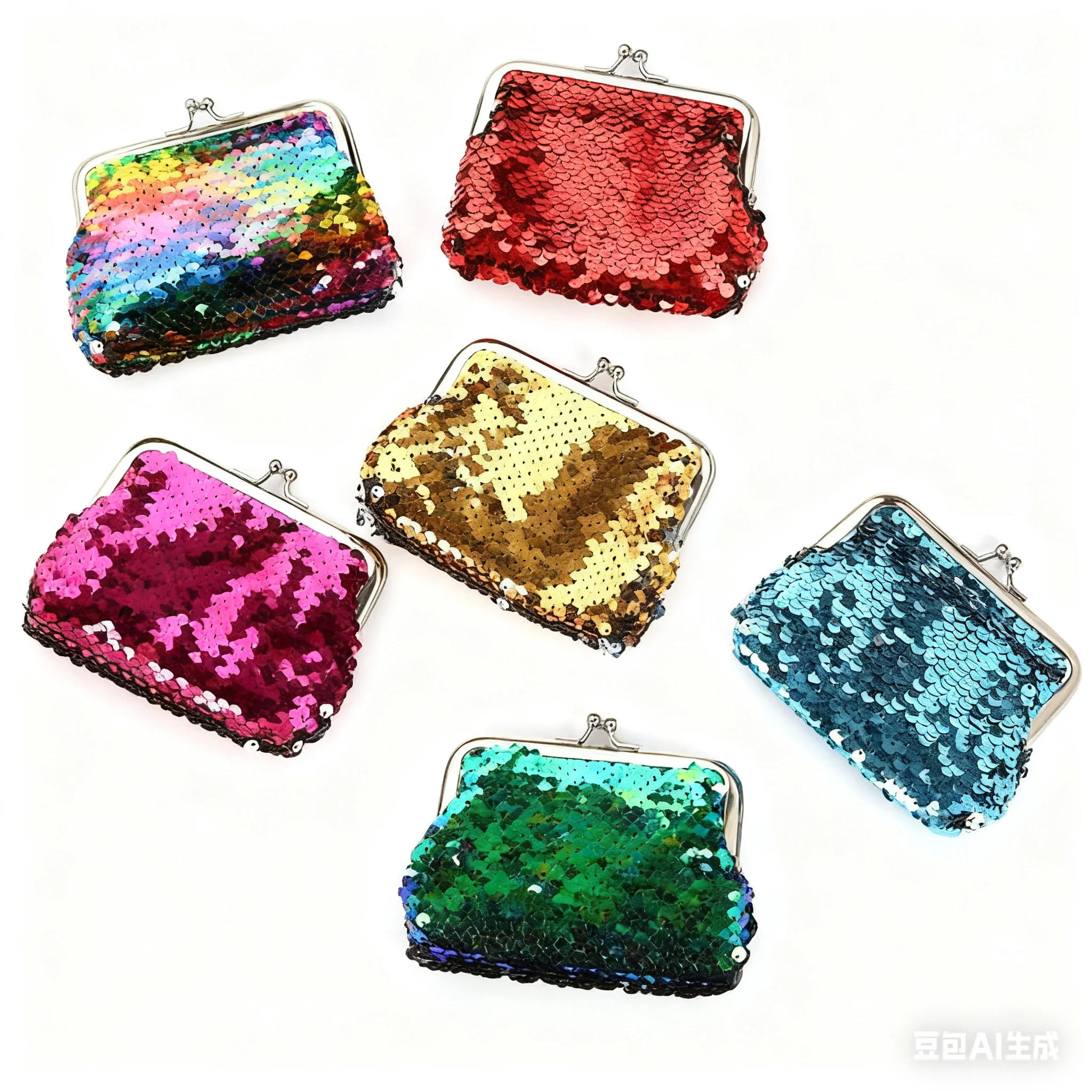 Sequins Mini Wallet, Portable Clip Coin Purse with Zipper, Cute Small Bag for Earphone Cable & Lipstick Storage