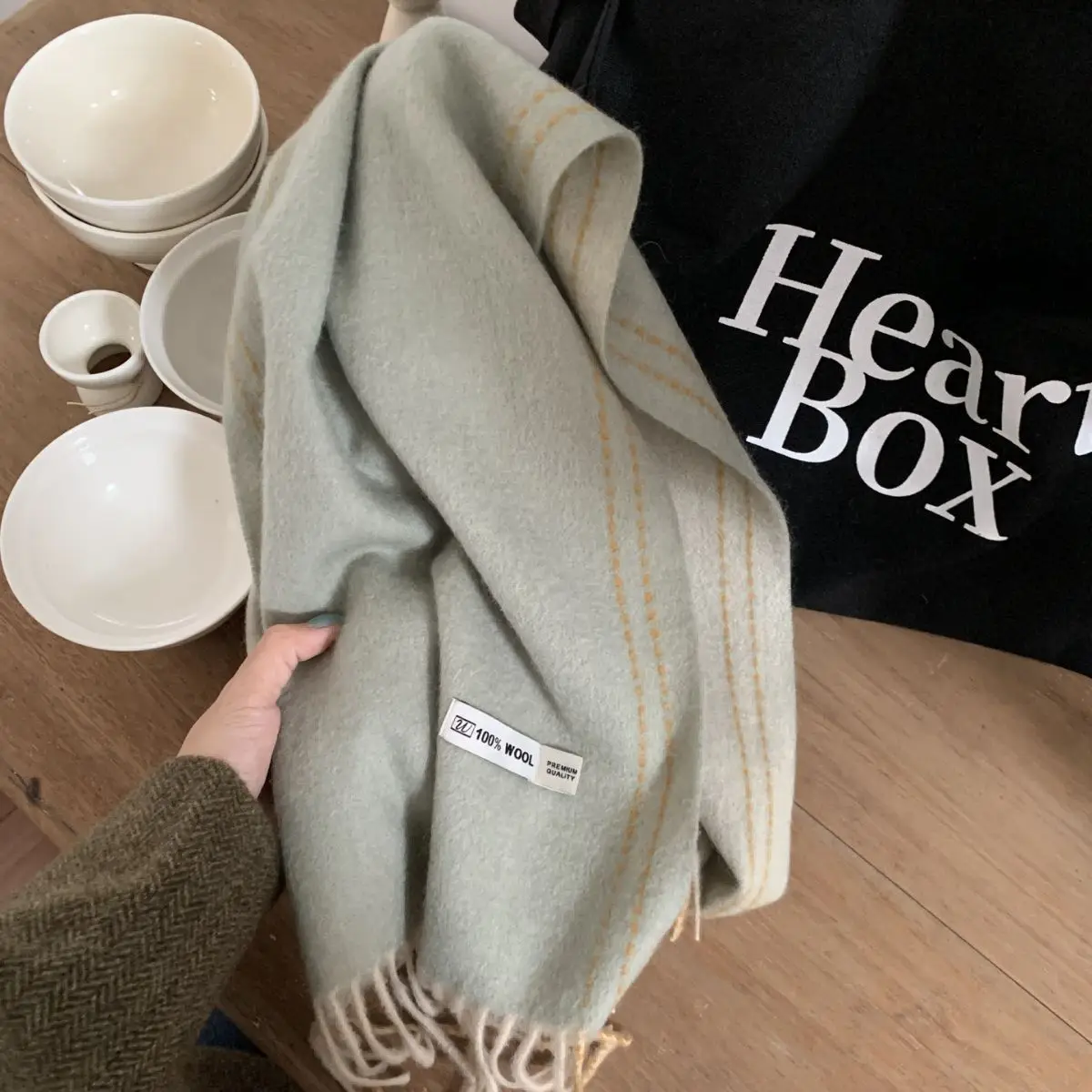 New treasure 100% Australian wool high-end solid color simple double-sided scarf versatile warm couple scarf