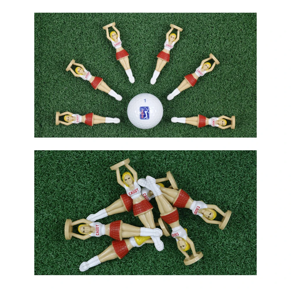 6 قطعة تي شيرت جولف بلاستيكي مقاس 75 مللي متر/2.95 "مثير فتاة المصفقين تصميم كرات الغولف حامل إكسسوارات الهدايا