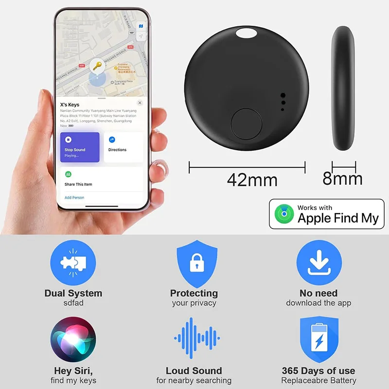 علامة تعقب العلامات الذكية جهاز مكافحة خسر لأجهزة Apple أو Android Find My App Wallet Keys Car Bike Locator Finder Air Tag #4