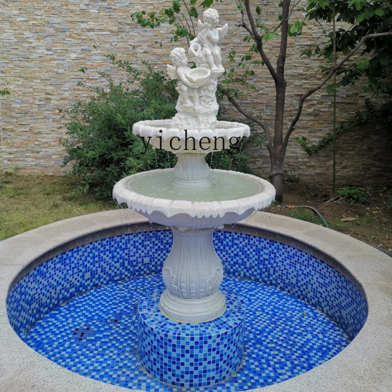 

ZC Garden Fountain Garden Fish Pond Water View Villa Courtyard Large Flowing Angel Wedding Sculptured Ornaments