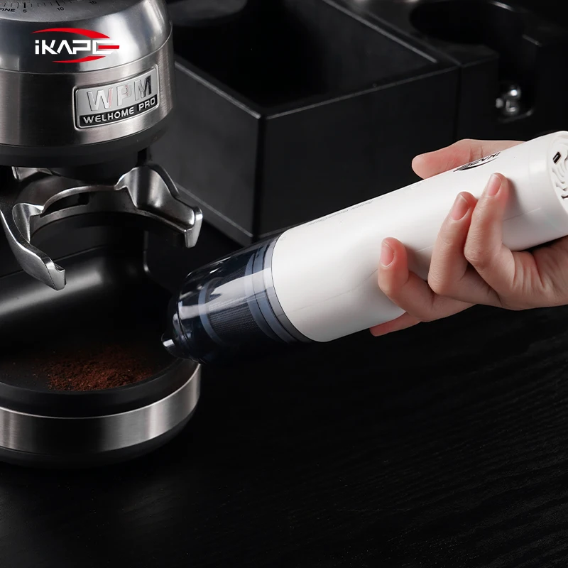 IKAPE Coffee Grounds Vacuum For Bar/Car/Desktop Portable Wireless Handheld Barista Cleaner With 13Kpa Powerful Suction&Blower