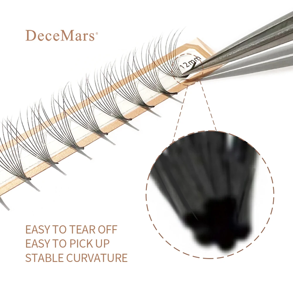 DeceMars New Pre-made Fan Eyelash D Curl (12 Lines/Tray)