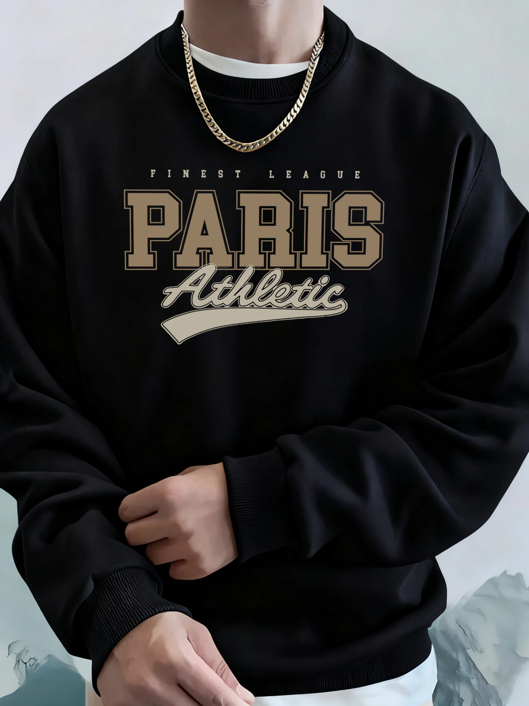 باريس رياضي الفن رسالة يطبع رجل الخريف لينة هوديي الصوف بلوزات دافئة كل مباراة الشارع القمم مريح ملابس رياضية كاجوال #2