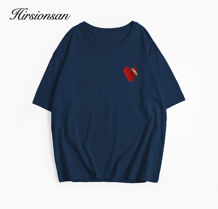 Hirsionsan Red Heart Graphic Printed T Shirt Women Summer Cotton Soft Short Sleeve Tee Female Oversized Higt Street Gothic Tops