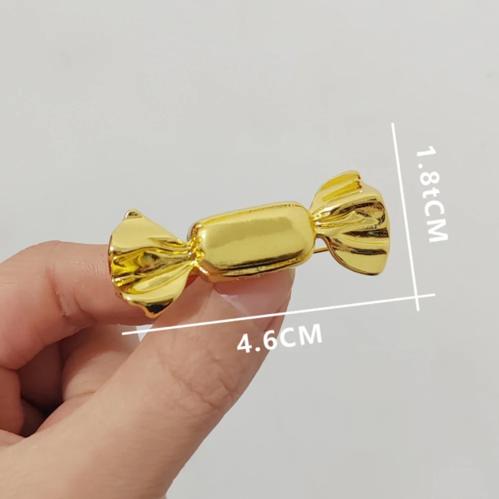 Silver Gold Color Candy Shaped Brooch for Women Girls Metal Fashion Cute Korean Ins Niche Party Daily Jewelry Gift Accessories