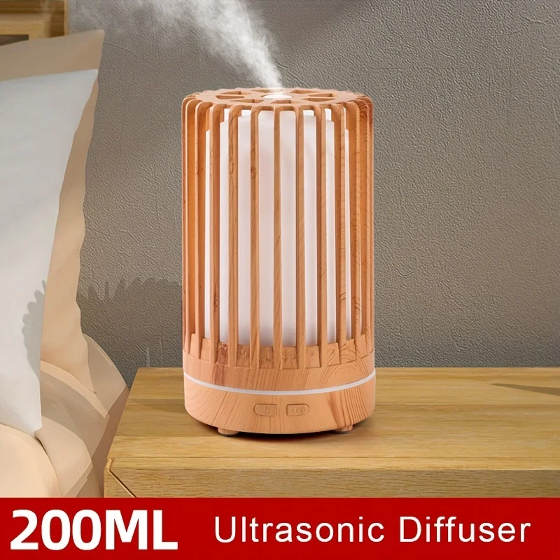 

1pc 7 Colors Humidifier With Cool Mist And Auto-Off - For And Office - Yellow Woodgrain Design