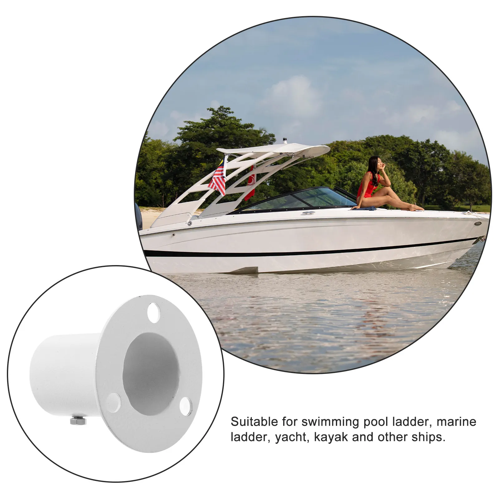 Marine Grade Stainless Steel Pool Ladder Flange Deck Mount Flange for Pools Boats Yachts Kayaks Secure Ladder Attachment Safety
