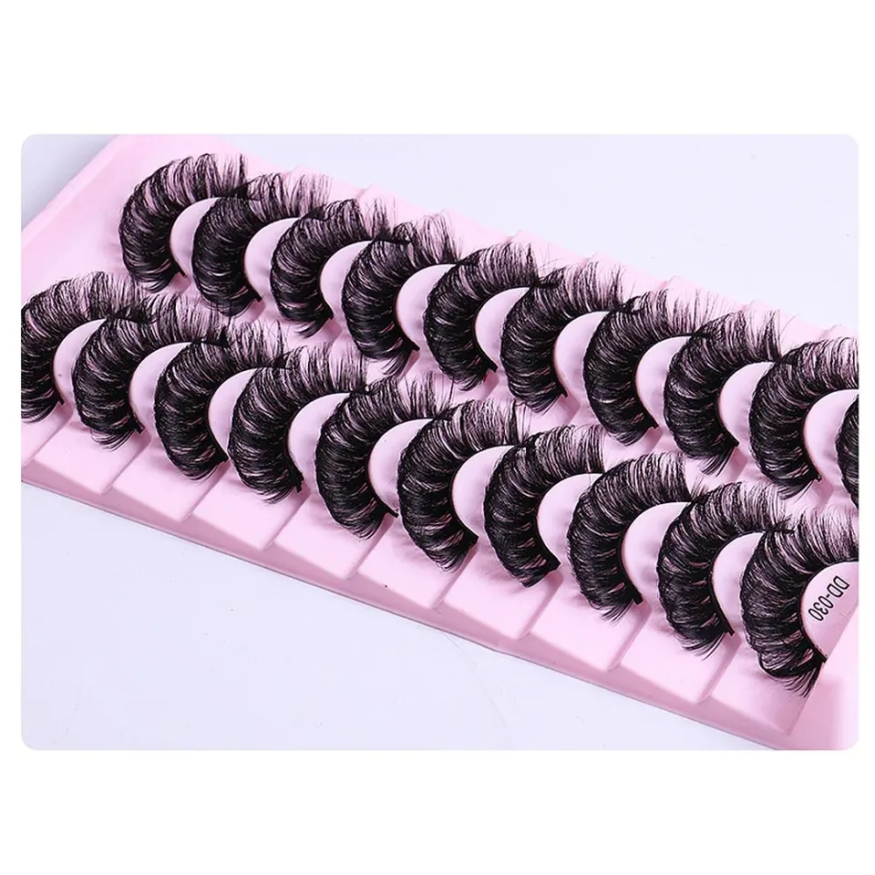 10 pares tiras rusas curva DD 3D reutilizables esponjosas extensión rusa 4