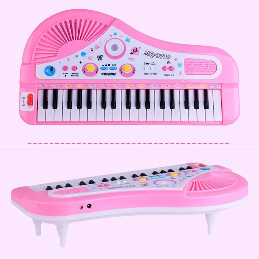 

Electronic Keyboard Piano Pink Mini 37-Key Educational Music Instrument Early Child Development Set Microphone