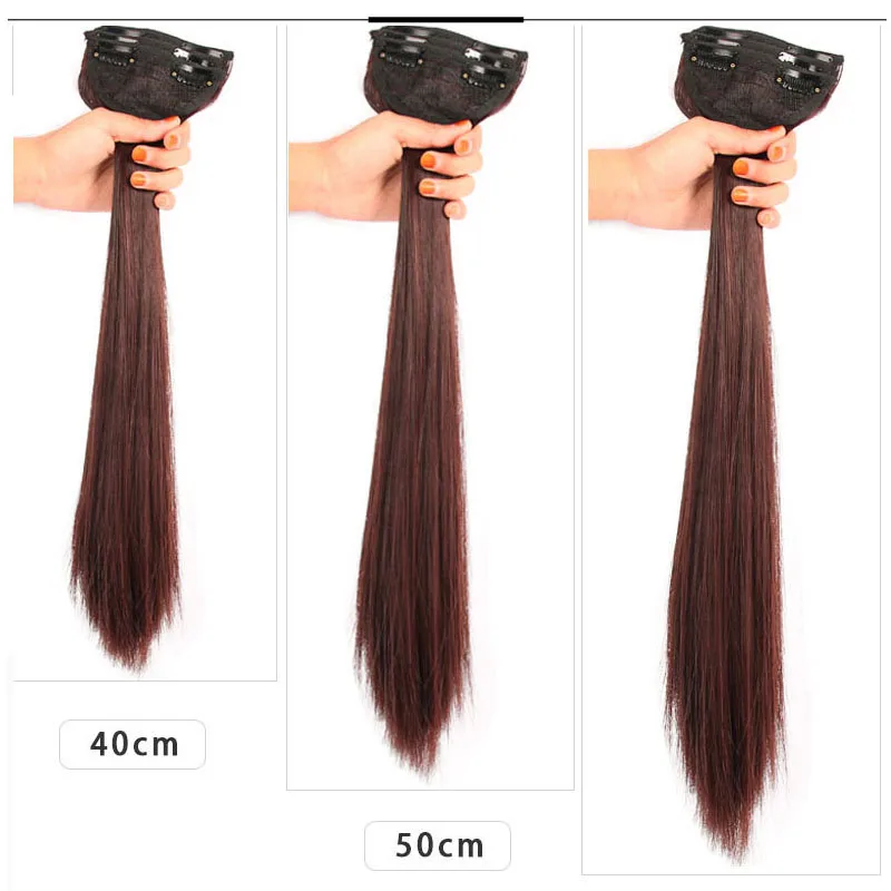 여성용 가발 긴 머리 이음매없는 헤어 익스텐션 보이지 않는 긴 스트레이트 헤어 패치 시뮬레이션 여성 헤어 합성 패드 헤어