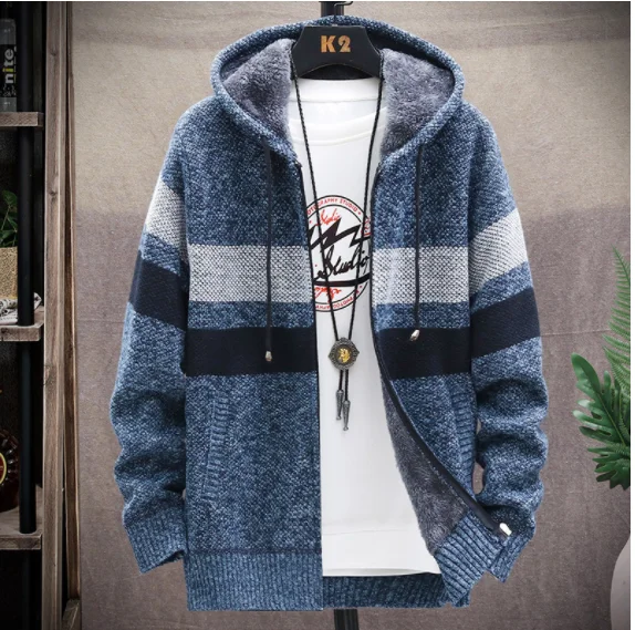 2023 Autumn/Winter New Men's Fashion Casual Loose Sweater Men's Fleece and Thick Warm Large Size High Quality Cardigan Coat