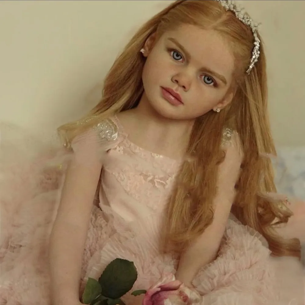 45in Gabriella Toddler Girl Reborn Doll Kits Hand-Rooted Hair Painted Lifelike Cloth Body