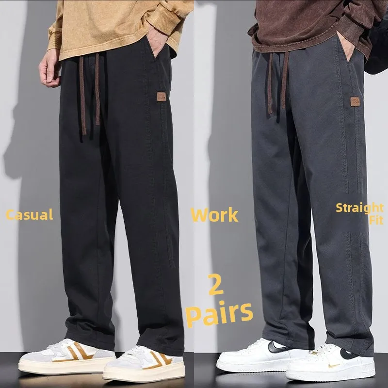 

Рабочие брюки из чистого хлопка, свободные прямые повседневные брюки, износостойкие, грязезащитные для мужчин, весенне-летние молодежные повседневные брюки