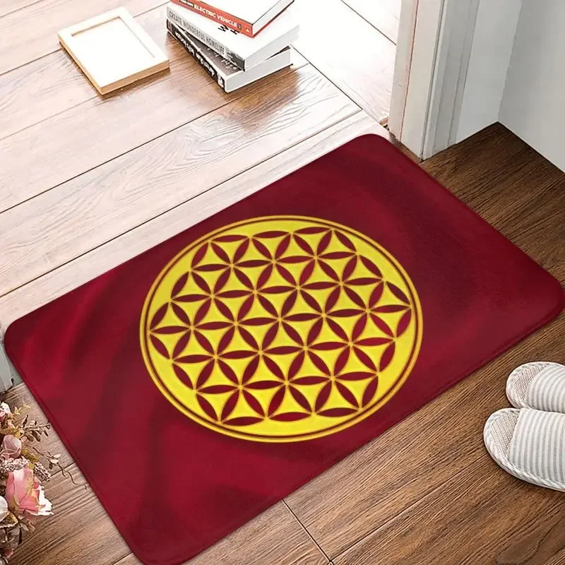 Flower Of Life Sacred Geometry Mandala Front Door Mat Indoor  Harmony and Balance Spiritual Doormat Kitchen Entrance Rug Carpet