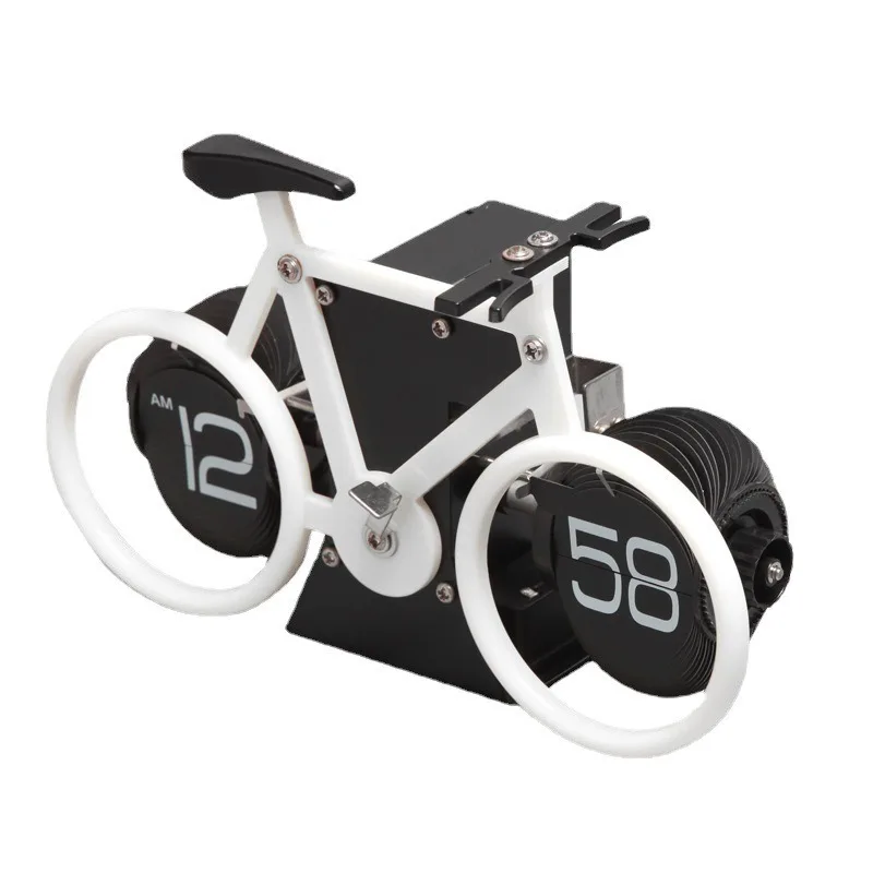Retro European Bicycle Shape Page Turning Clock Creative Household Simple Desktop Pendulum Fashion Ornament Decorative Clock