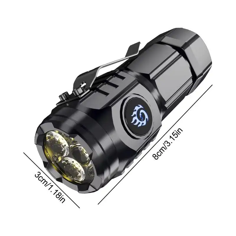 Mini Flashlight Super Portable Magnetic Attraction Led Three-eyed Chargeable Portable Lighting New Flashlight Three-eye