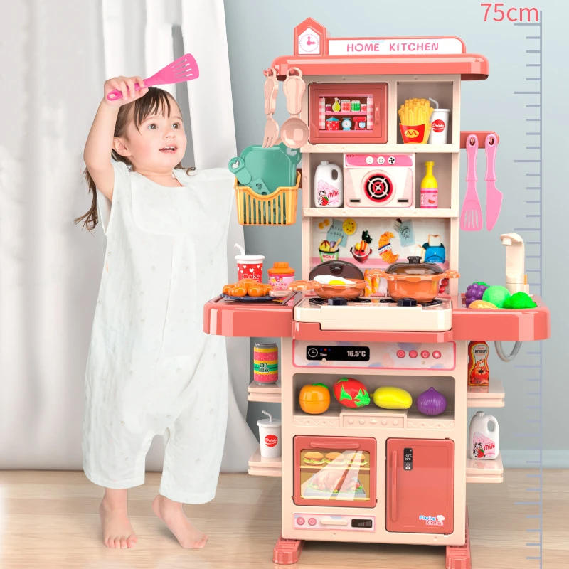 Küche Spielzeug Imitiert Chef Licht Musik Pretend Kochen Lebensmittel Spielen Geschirr Set Sicher Nette Kinder Mädchen Spielzeug Kinder Geschenke Spaß spiel