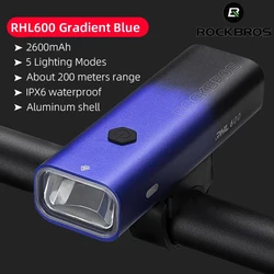 ROCKBROS Bicycle Light Front 600Lumen Bike Light 2600mAh Waterproof Flashlight Type C Charging MTB Road Cycling Lamp Accessories