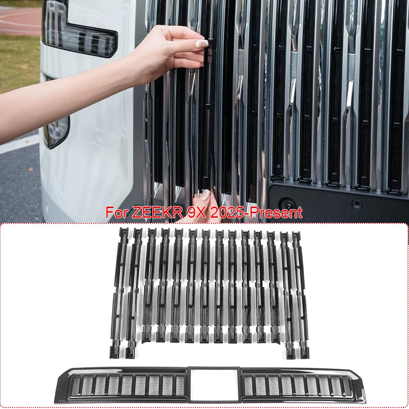 ABS Car Modify Front Buckle Insect Proof Net For ZEEKR 9X 2025-Present Auto Front Bumper Center Intake Grille Cover Accessory