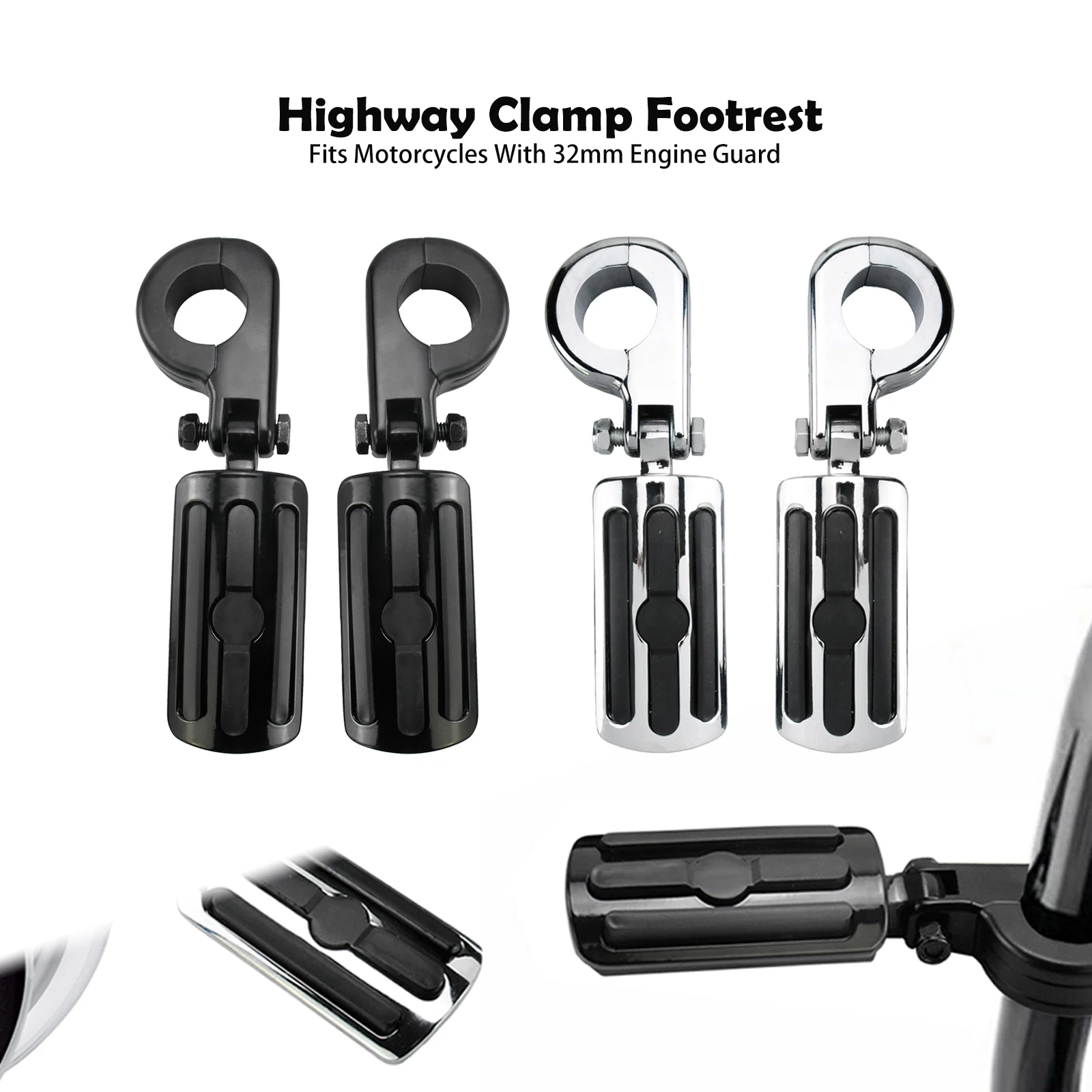 

1.25'' 32mm Crash Bar Foot Pegs Motorcycle Engine Guard Footpeg Highway Clamp Footrest For Harley Bobber Touring Softail For BMW