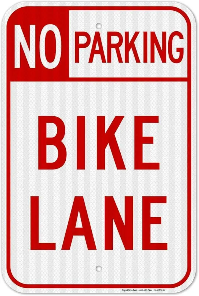 Bike Lane No Parking Sign Funny Retro Metal Sign 8x12 inches