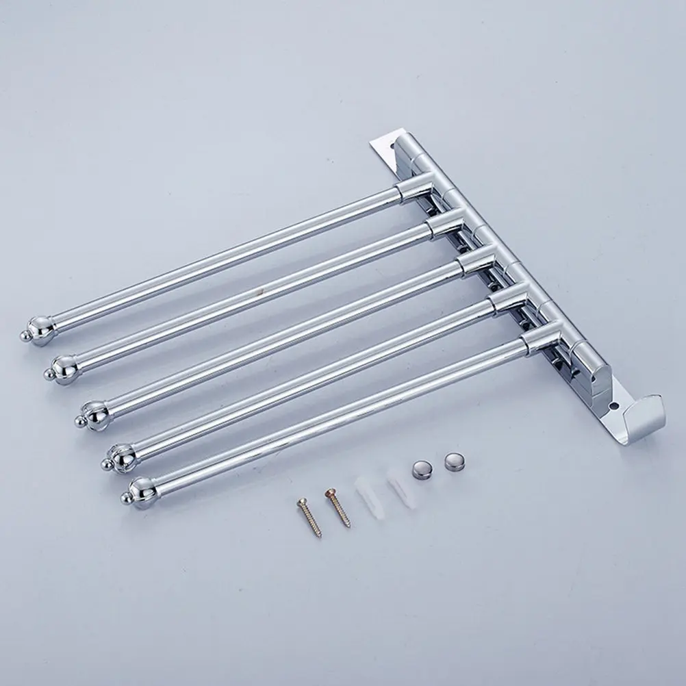 

Современная настенная вешалка для полотенец с 5 крючками, алюминиевая, для ванной комнаты, для хранения полотенец для лица и банных полотенец, для дома и дверей, серебристая