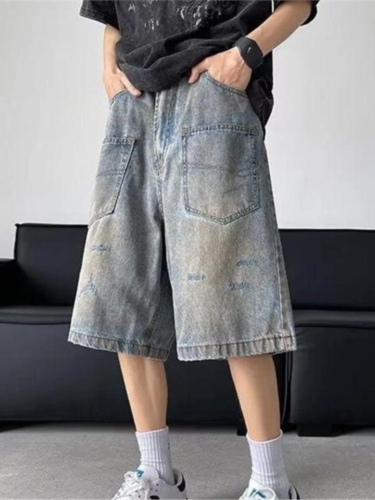 

Свободные прямые джинсы orts, большие размеры 300 Pou, американский ретро-сле для мужчин и женщин, летние дышащие удобные брюки...