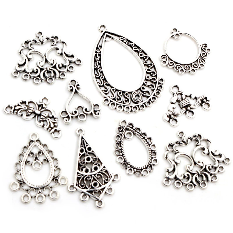 20 sztuk antyczne srebro Plated Multi-style Vintage kwiat Retro złącze urok wisiorek DIY naszyjnik biżuteria ustalenia akcesoria