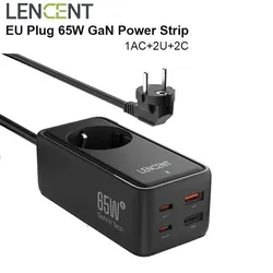 LENCENT 65W GaN3 5w 1 Power Strip z 1 AC 2 USB 2 Typ C 4.0 PD Szybka ładowarka 1.5M Adapter kablowy do iPhone'a Xiaomi Samsung